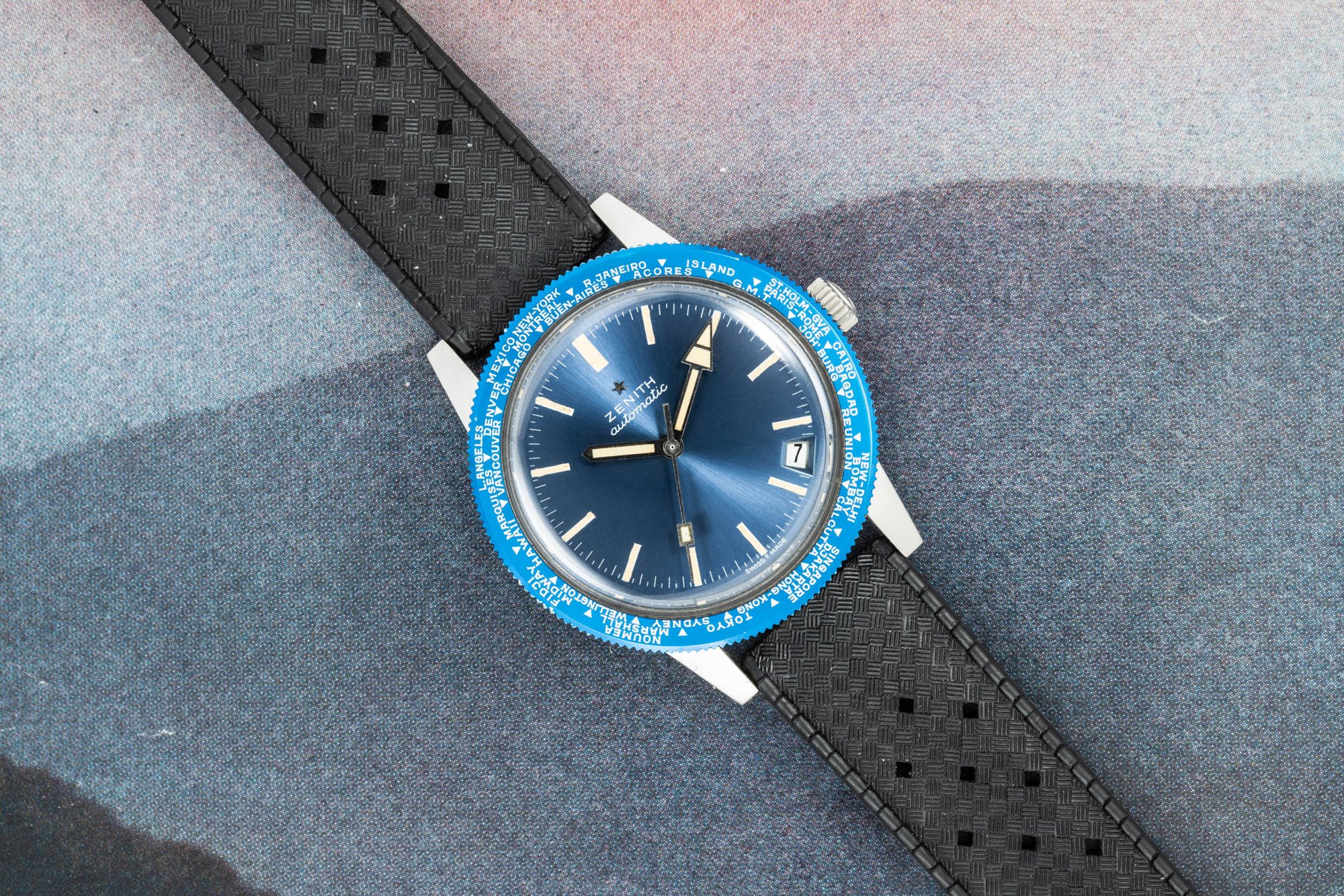 تصویر منبع؛ ساعت مچی وینتیج Zenith World Time رفرنس A3634