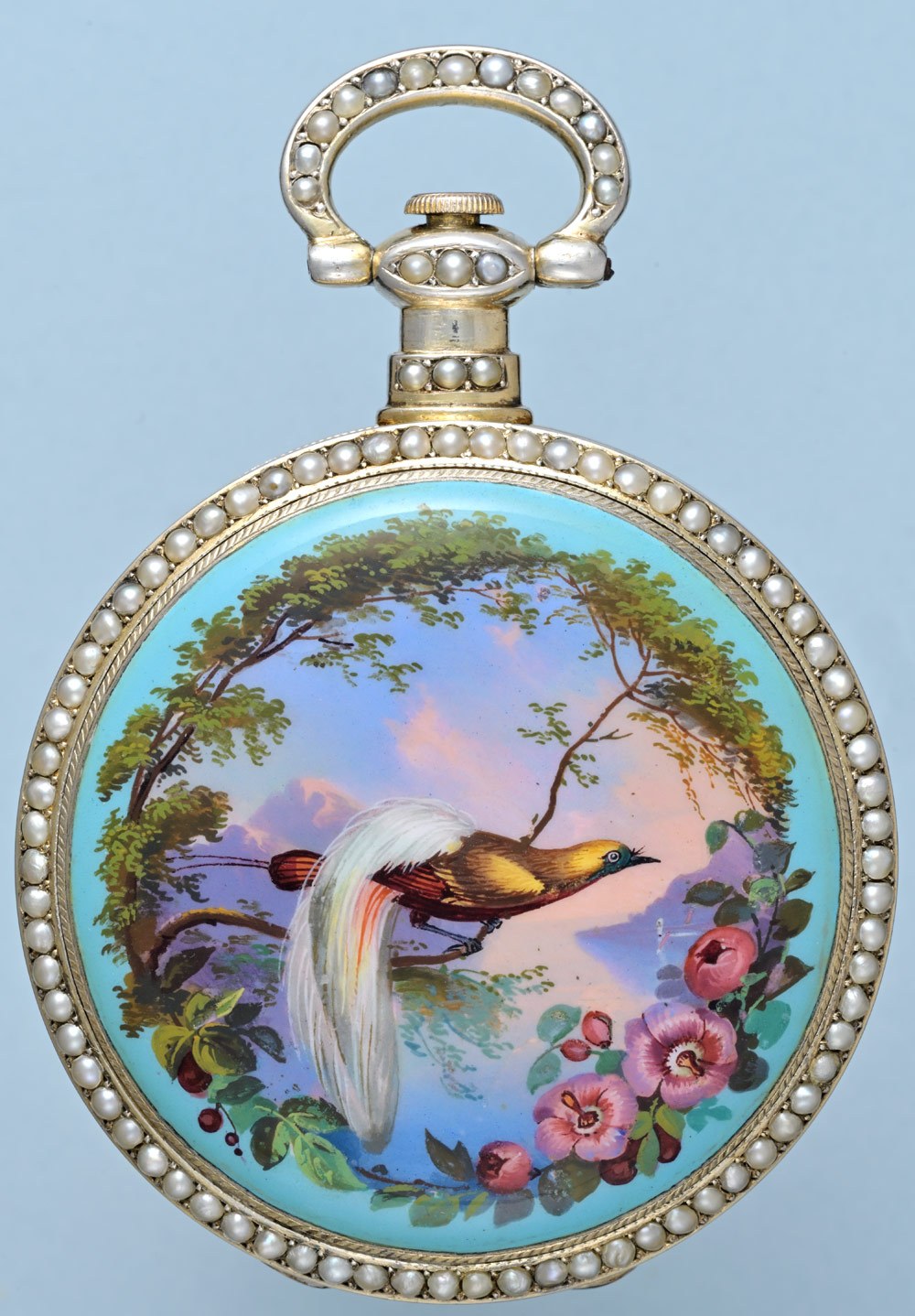 ساعت جیبی Bovet مخصوص بازار چین با ثانیهشمار پرشی و قاب میناکاری، حدود ۱۸۵۰