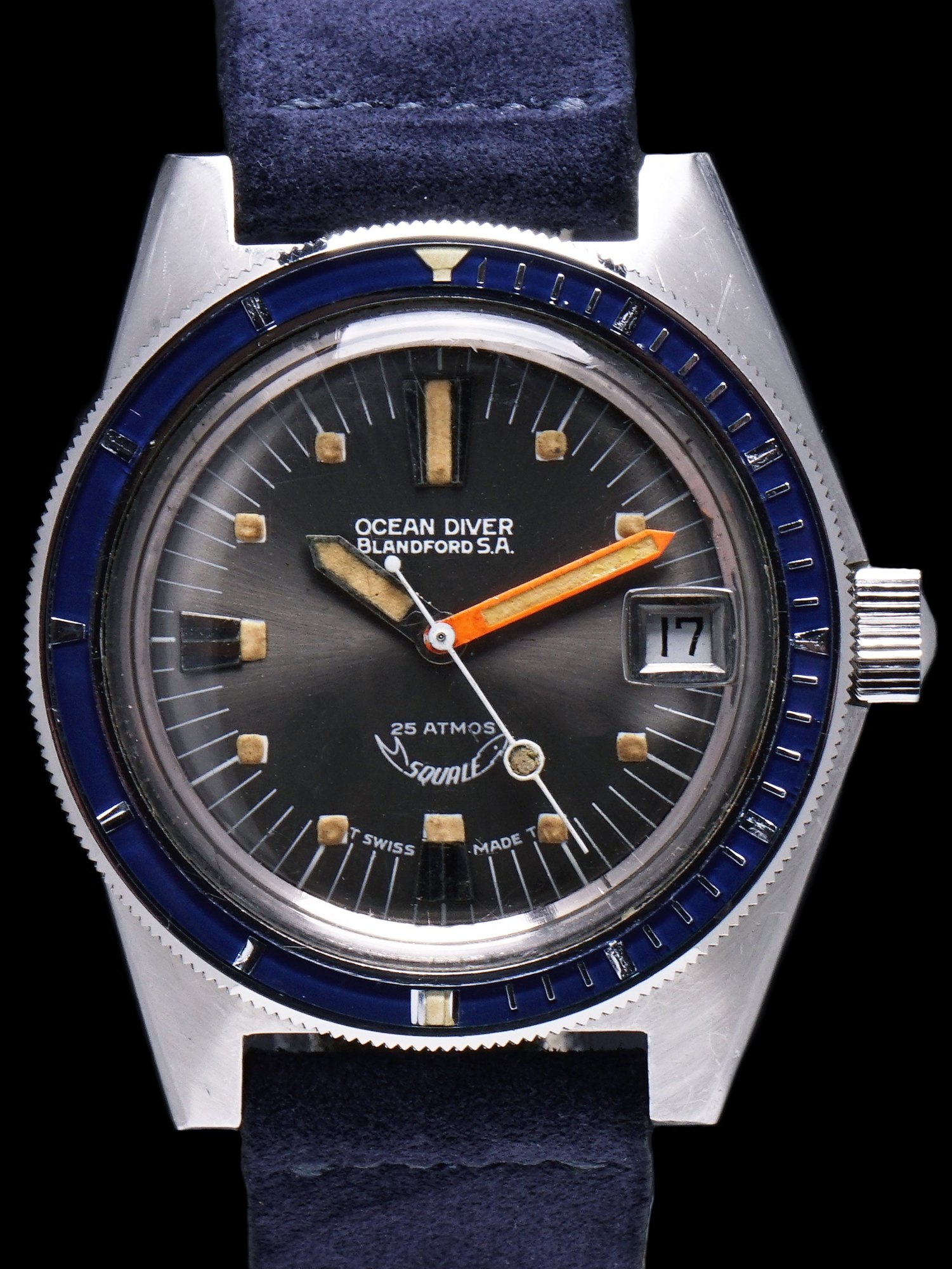 تصویر منبع؛ ساعت مچی غواصی Blandford S.A. مدل Ocean-Diver 25 Atmos با قاب Squale