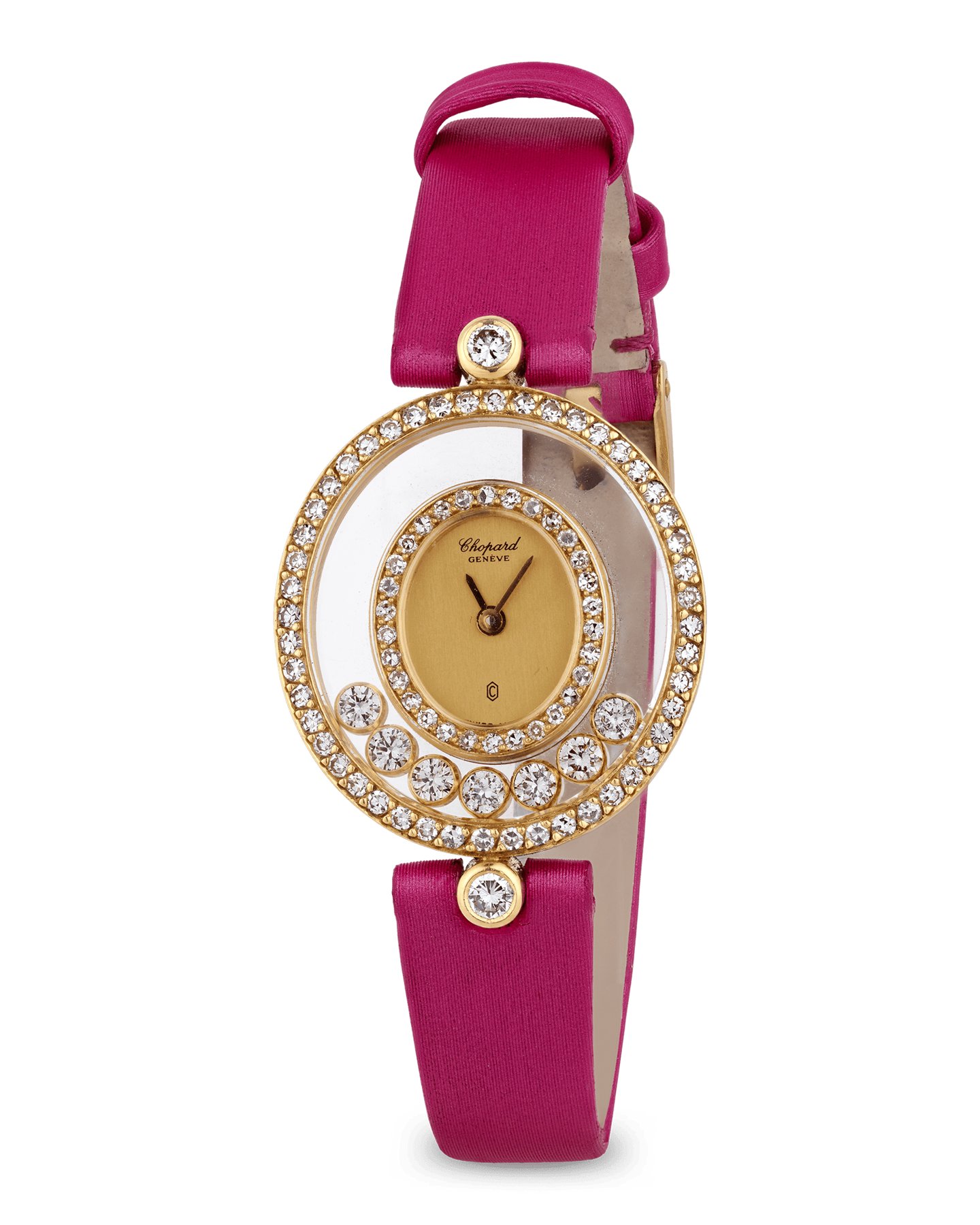 تصویر منبع؛ ساعت مچی زنانه Chopard Happy Diamonds طلای زرد و الماس، دهه ۱۹۹۰
