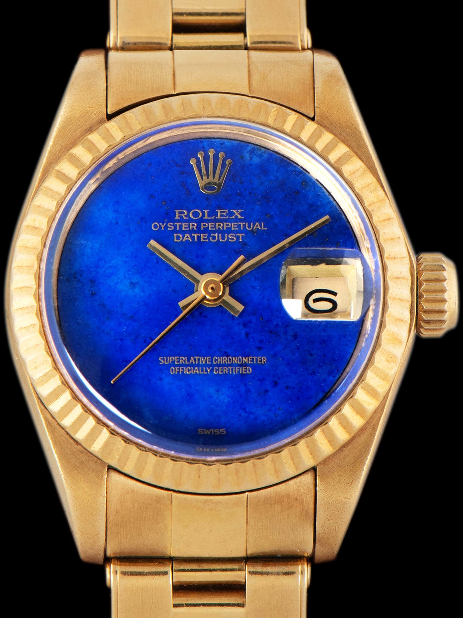 تصویر منبع؛ ساعت مچی زنانه Rolex Ladies Datejust طلا ۱۸ عیار رفرنس 6917 با صفحه لاجورد
