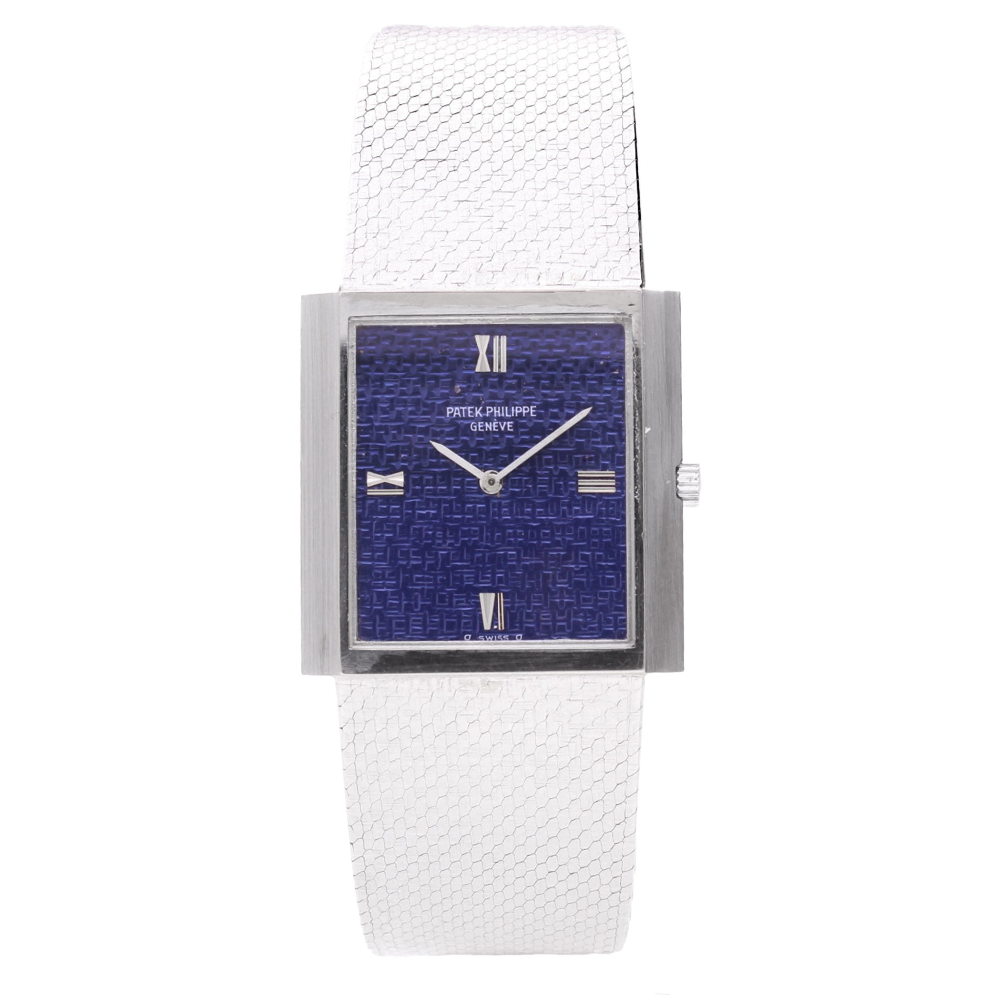 تصویر منبع؛ ساعت مچی وینتیج Patek Philippe رفرنس 3571/1 از طلای سفید با صفحه آبی، ۱۹۷۳