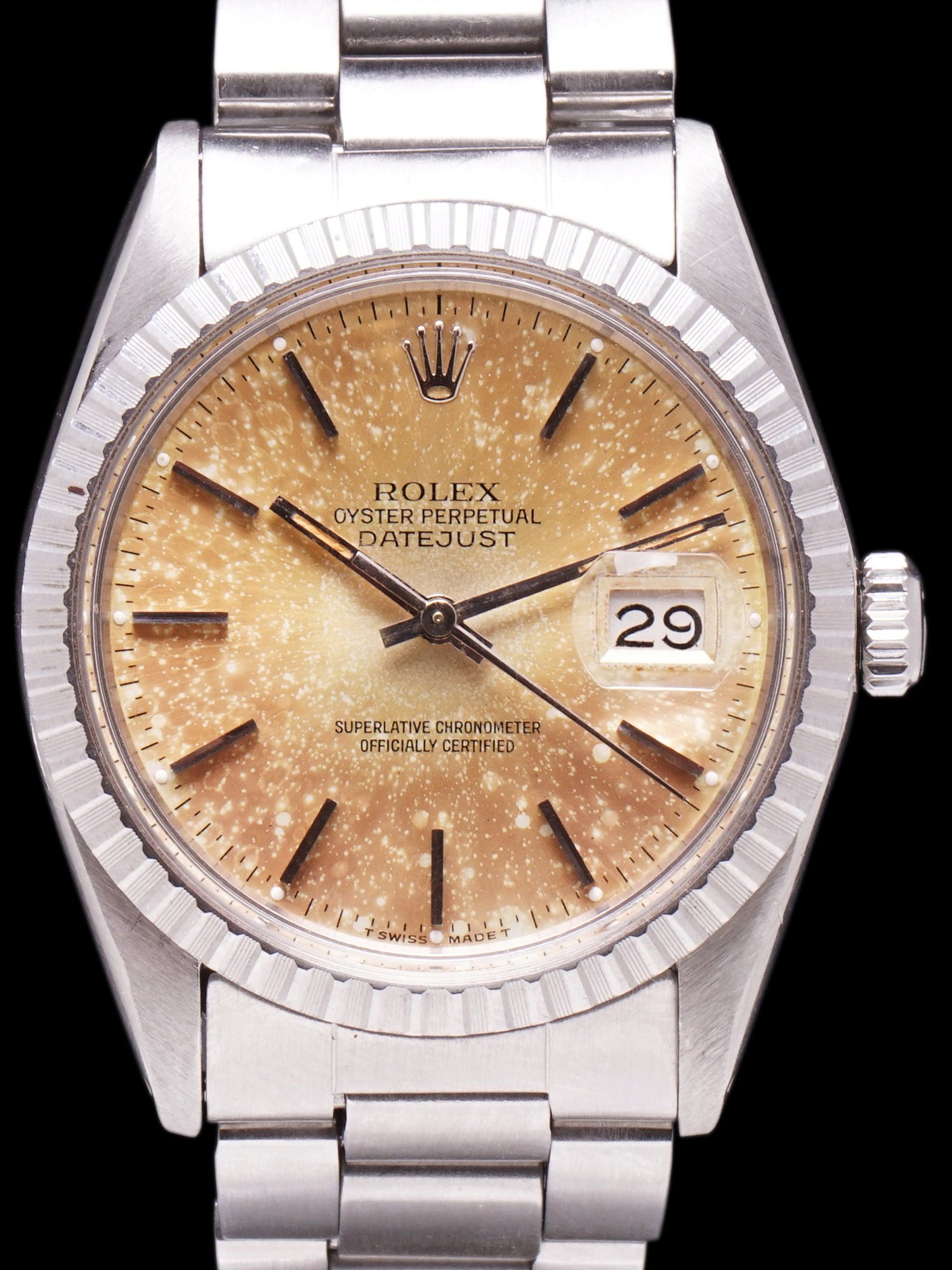 تصویر منبع؛ ساعت مچی وینتیج رولکس Rolex Datejust 16030 با صفحه تروپیکال سال ۱۹۷۹