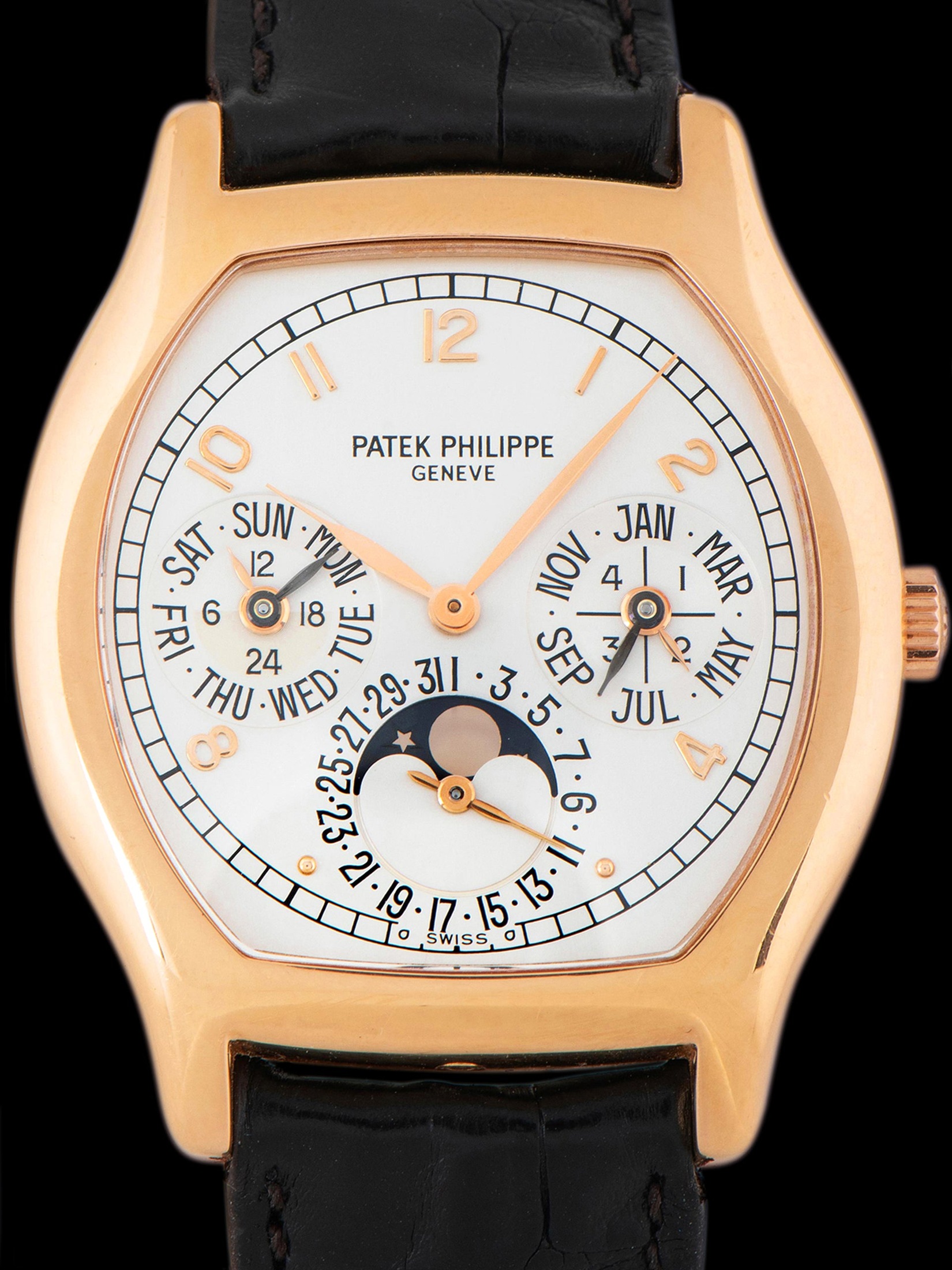 تصویر منبع؛ ساعت Patek Philippe Perpetual Calendar Moonphase 18K RG (Ref. 5040R) مدل ۲۰۰۵