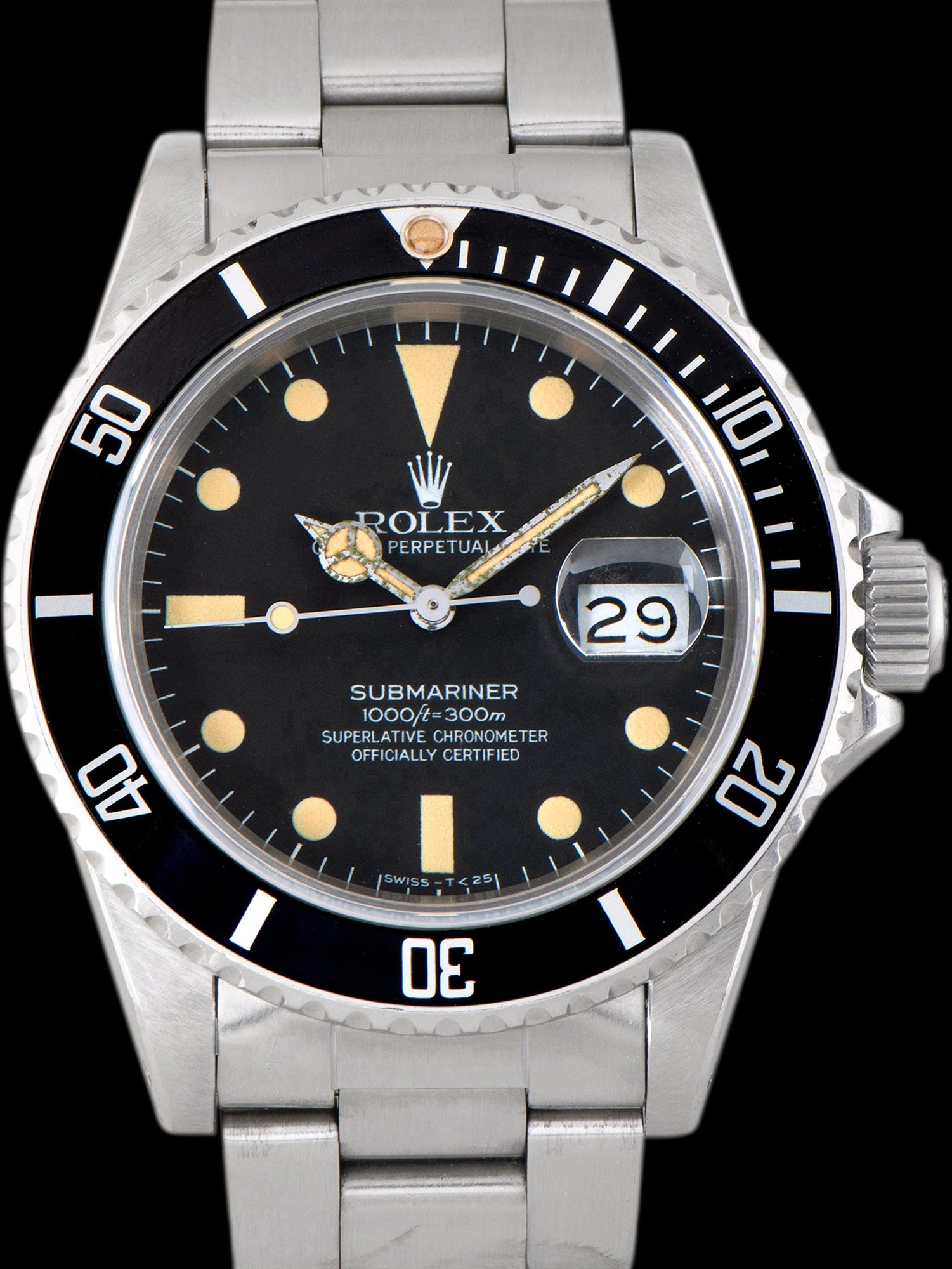 تصویر منبع؛ ساعت مچی Rolex Submariner رفرنس 16800 با صفحه مات (۱۹۸۲)
