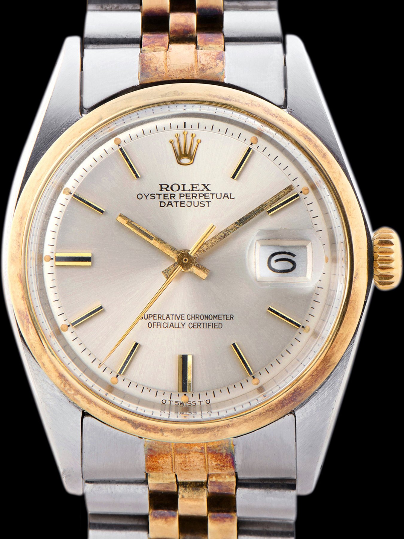 تصویر منبع؛ رولکس Datejust دورنگ رفرنس 1600 با صفحه نقرهای «Sigma»