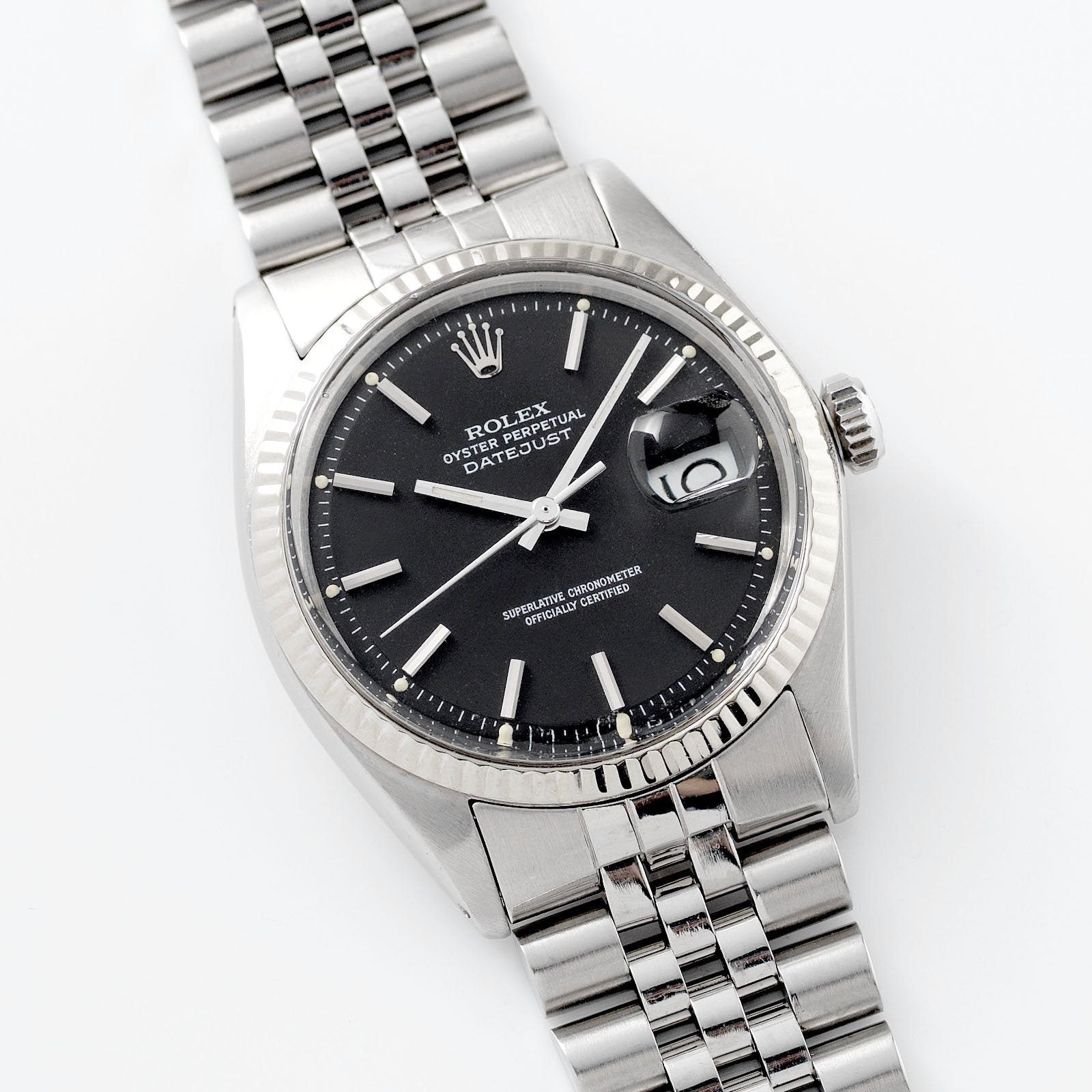 تصویر منبع؛ ساعت مچی Rolex Datejust رفرنس 1601 با صفحه پای پن مشکی