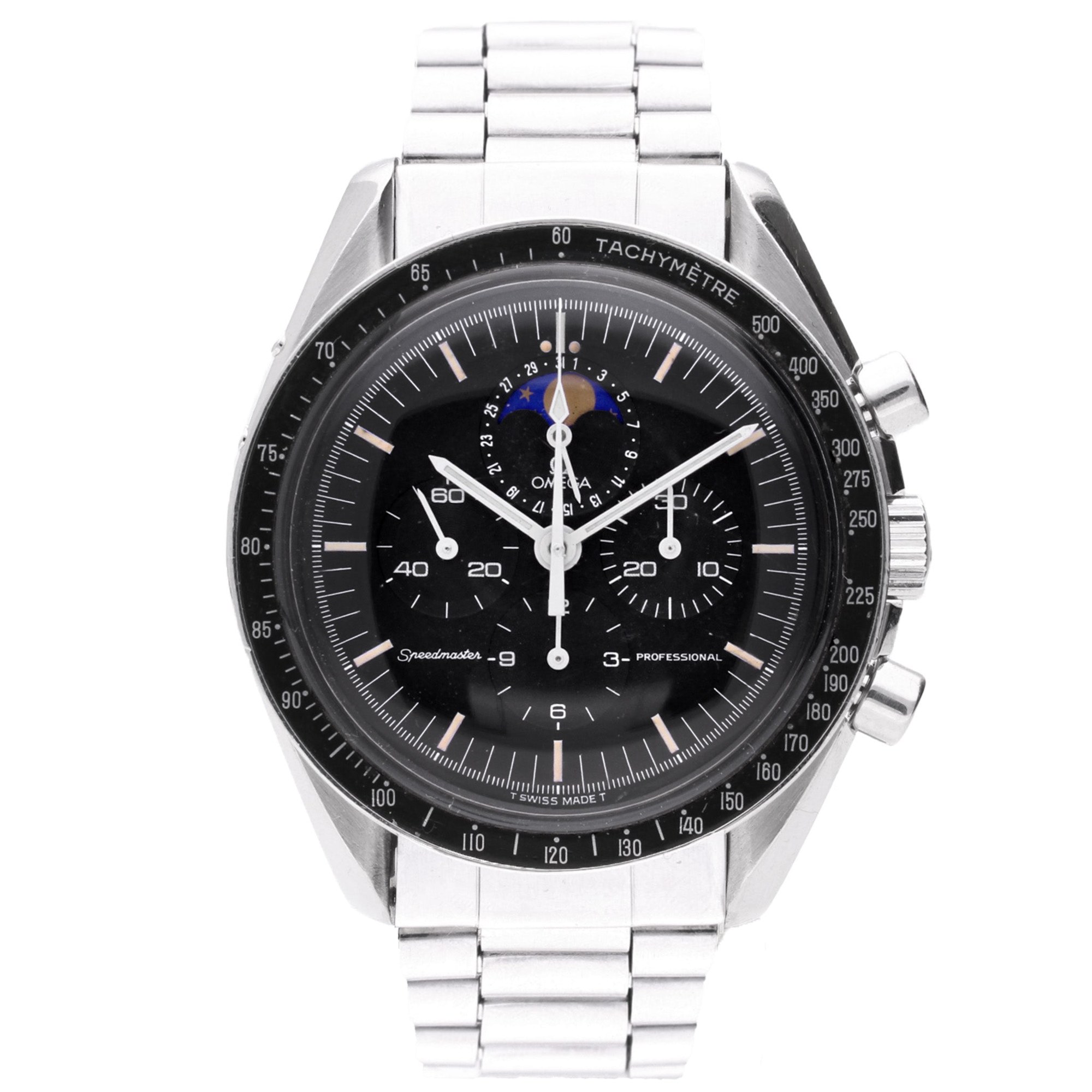 تصویر منبع؛ ساعت مچی کرونوگراف استیل OMEGA Speedmaster Professional 'SpeedyMoon'، ۱۹۹۰