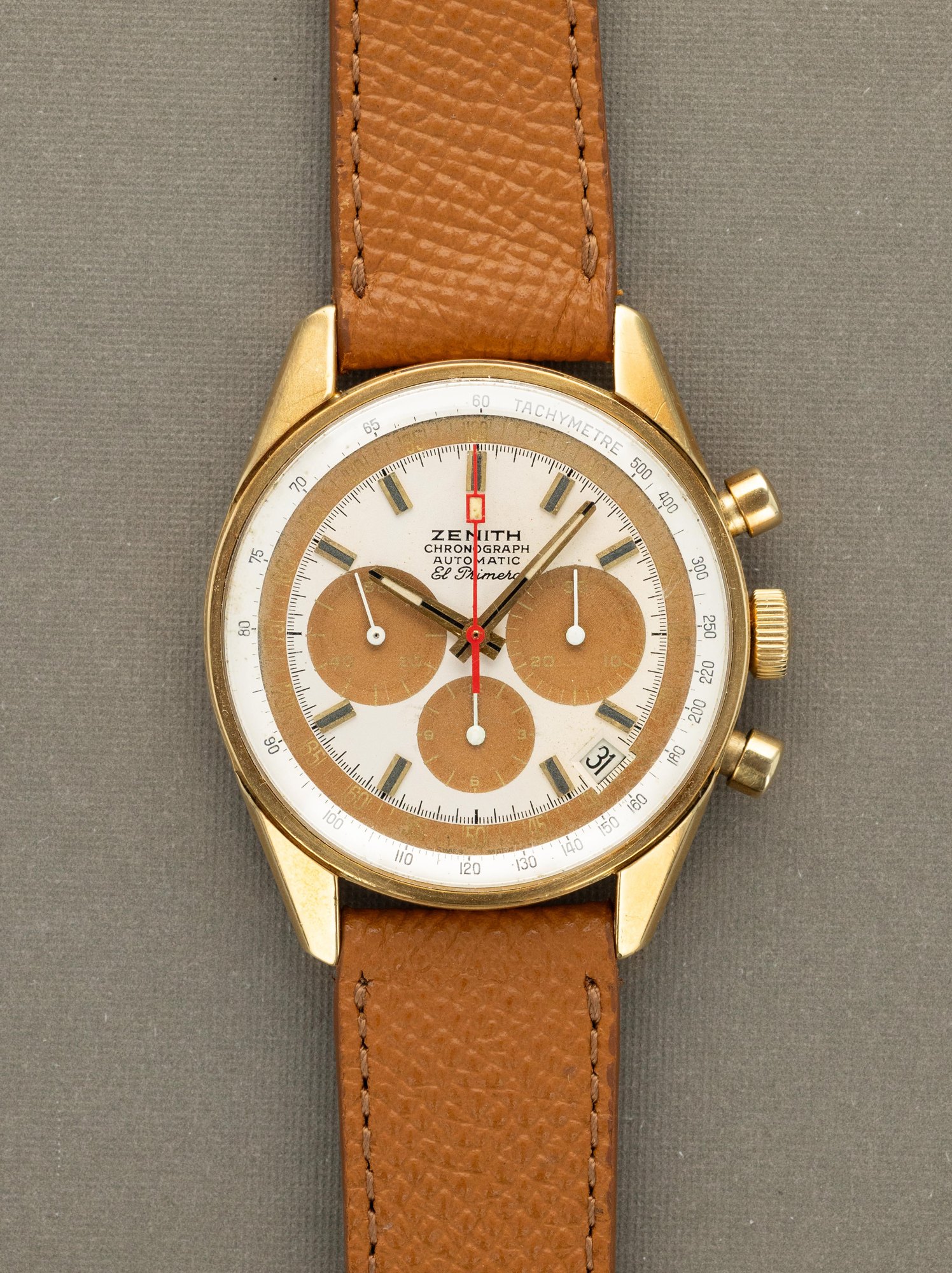 تصویر منبع؛ ساعت مچی زنیت کرنوگراف اتوماتیک طلای زرد Zenith El Primero Ref. G381