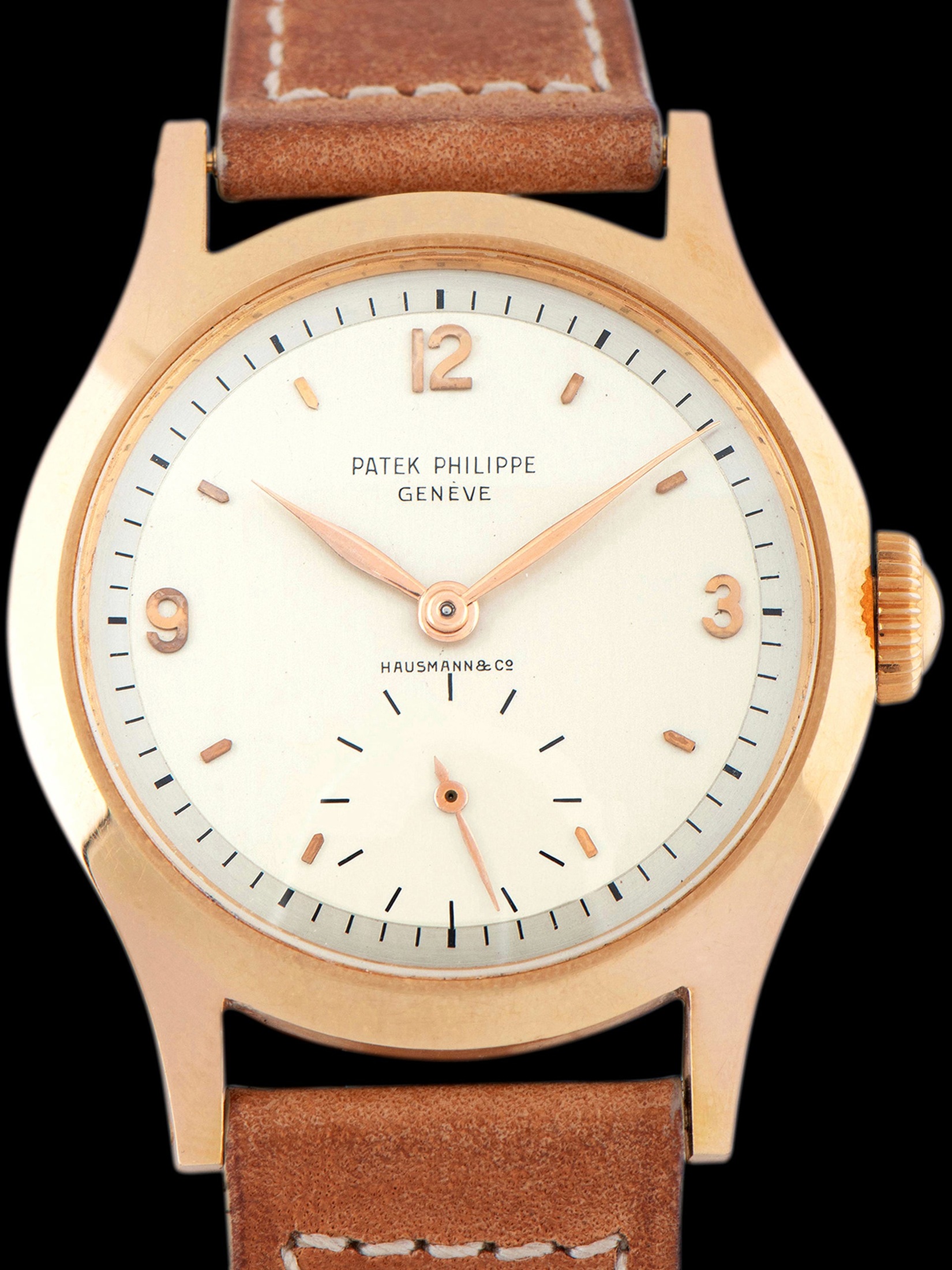 تصویر منبع؛ ساعت Patek Philippe Calatrava 18K RG (Ref. 565) با صفحه Hausmann & Co.